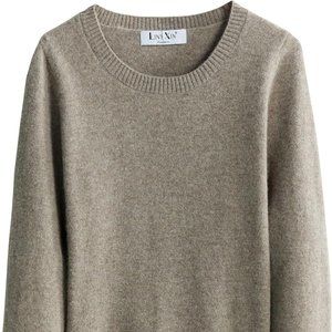 100% Pure Merino Wool Heather Camel Taupe Mushroom Sweater Jumper XS
